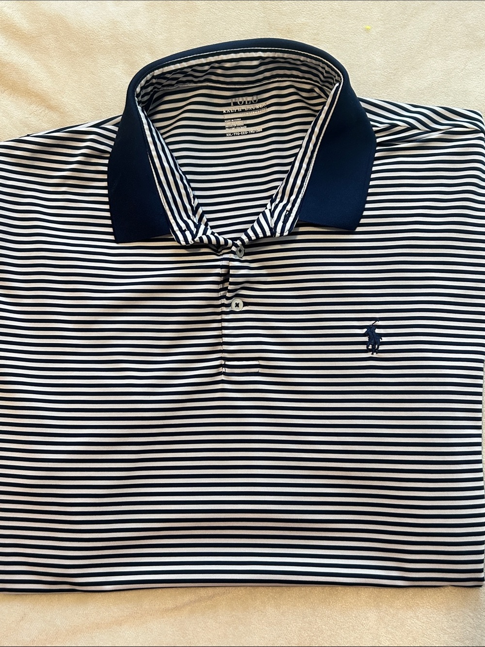 Polo Ralph Lauren Performance Shirt Mens XXL Blue White Striped Golf Polo SS